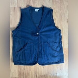 Focus Casual Life Navy Cotton Vest Button Up Size Med